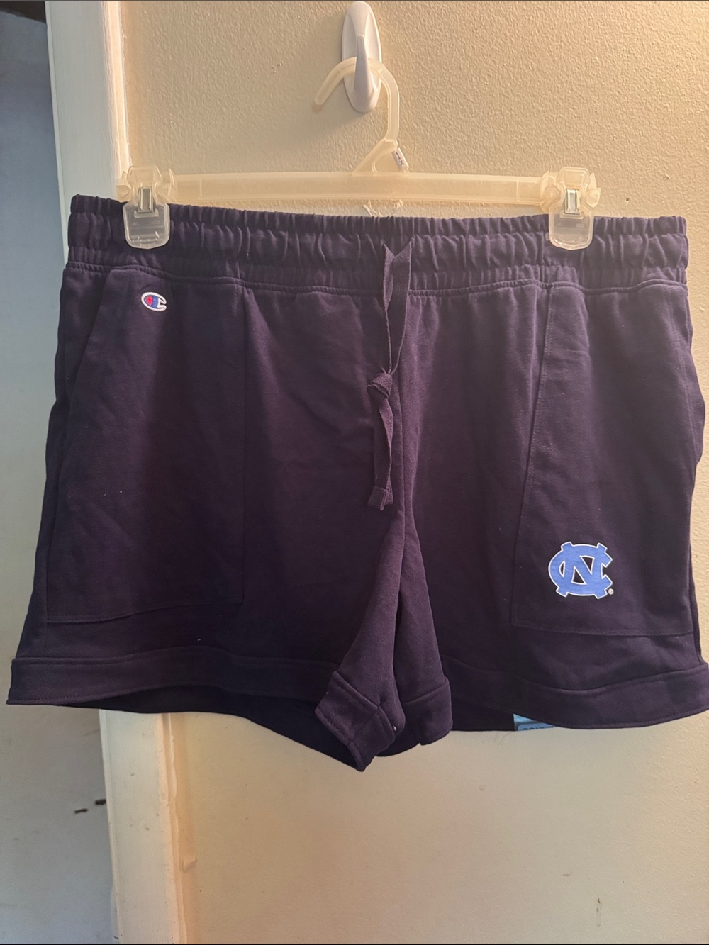 Champion Women's Navy North Carolina Logo Athletic Shorts